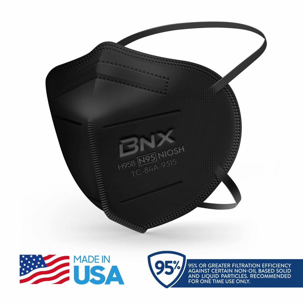 BNX N95 Mask Respirator (NIOSH) (Model H95B), Black Made in USA BNX
