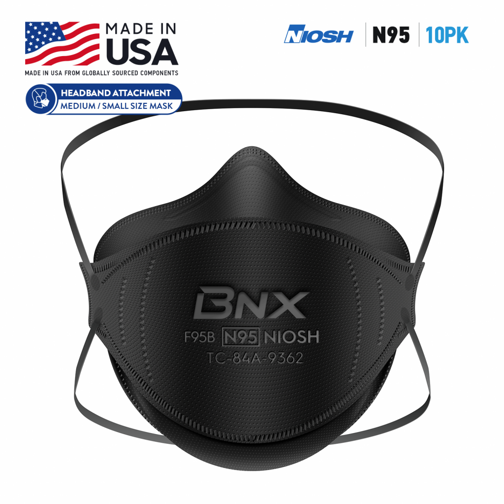 BNX N95 Respirator Mask (F95B) Black BNX Converting LLC.