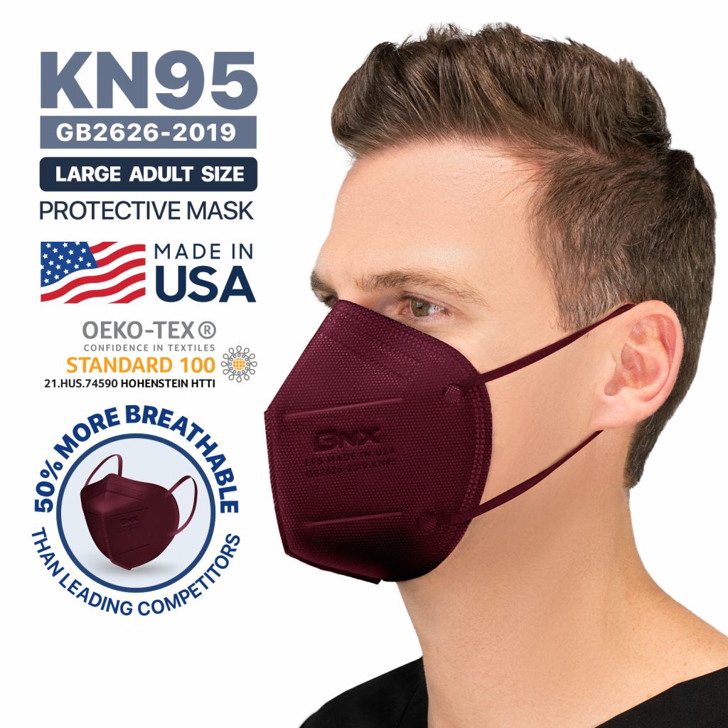BNX KN95 Mask (E95), Made in USA KN95 Face Mask, Red (Adult Large) BNX Converting LLC.