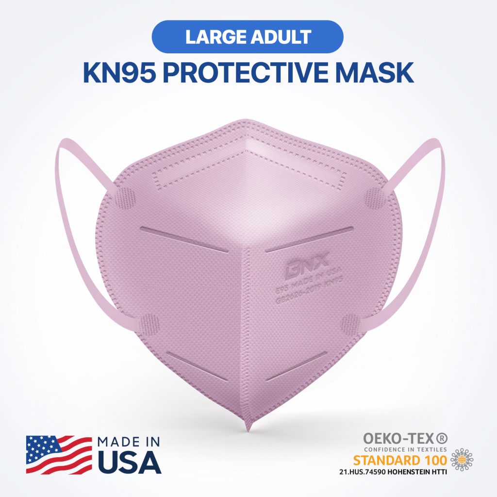 BNX KN95 Mask (E95), Made in USA KN95 Face Mask, Violet (Adult Large